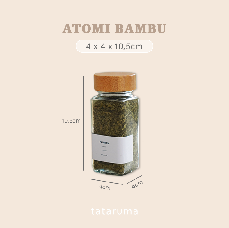 ATOMI - Botol Bumbu Bubuk Kaca Persegi  120g