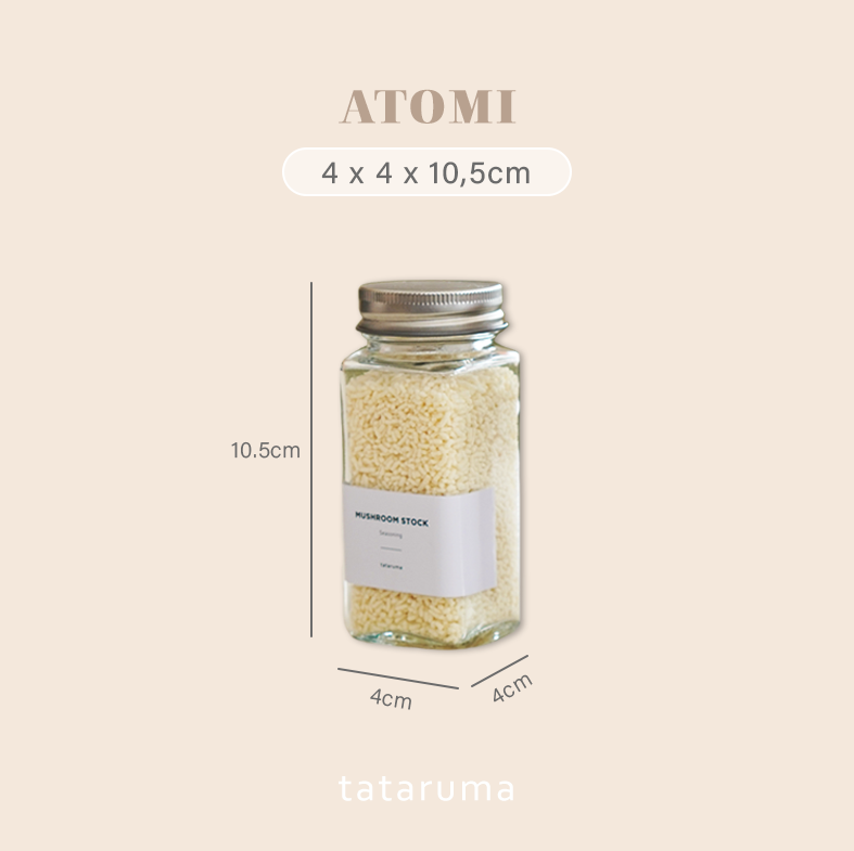 ATOMI - Botol Bumbu Bubuk Kaca Persegi  120g