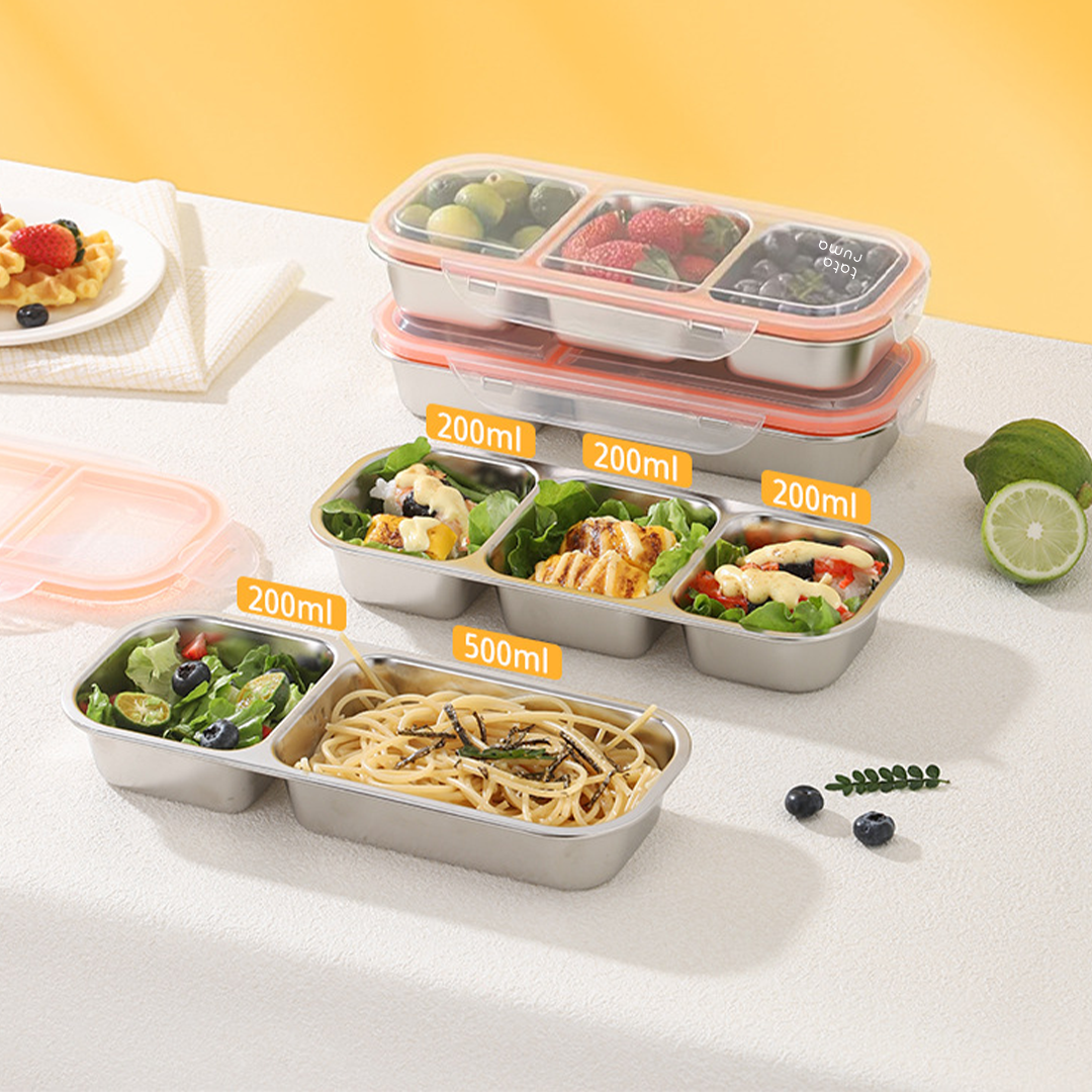 BANCAN - Food Box Banchan Stainless Steel 304 Kedap Anti Bocor Sekat 2 dan 3