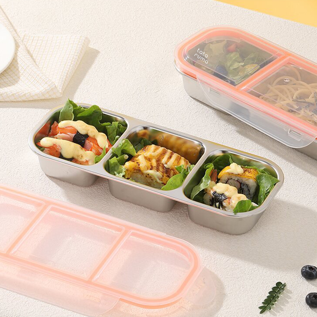 BANCAN - Food Box Banchan Stainless Steel 304 Kedap Anti Bocor Sekat 2 dan 3