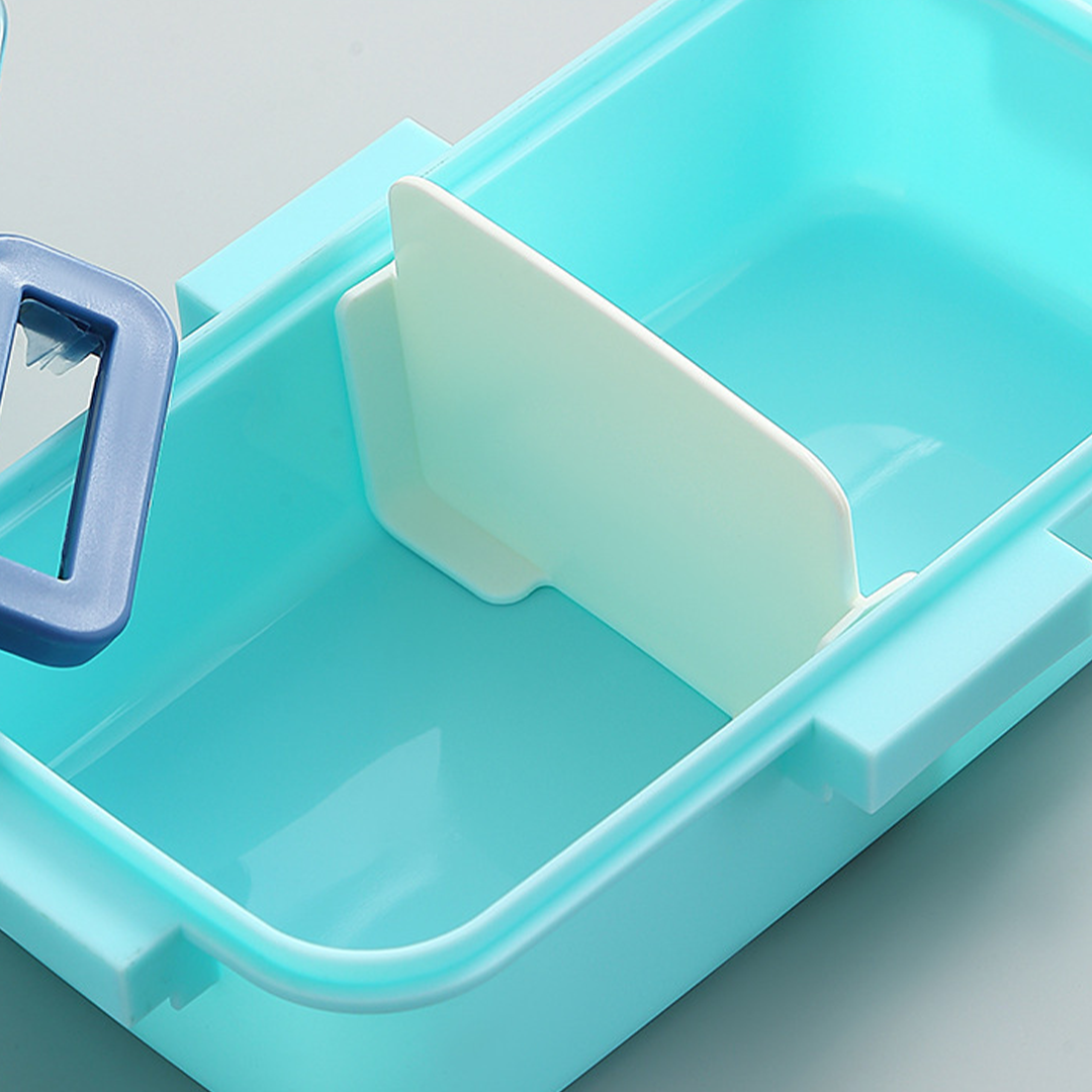 BENJI - Lunch Box Tempat Makan Kotak Bekal Plastik Anak Bergambar Lucu dengan Sekat dan Sendok