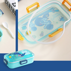 BENJI - Lunch Box Tempat Makan Kotak Bekal Plastik Anak Bergambar Lucu dengan Sekat dan Sendok