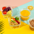 BENTO MINI - Food Box Bulat Persegi Mini Penyimpanan Makanan Kaca Kedap Udara