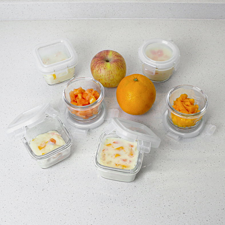 BENTO MINI - Food Box Bulat Persegi Mini Penyimpanan Makanan Kaca Kedap Udara