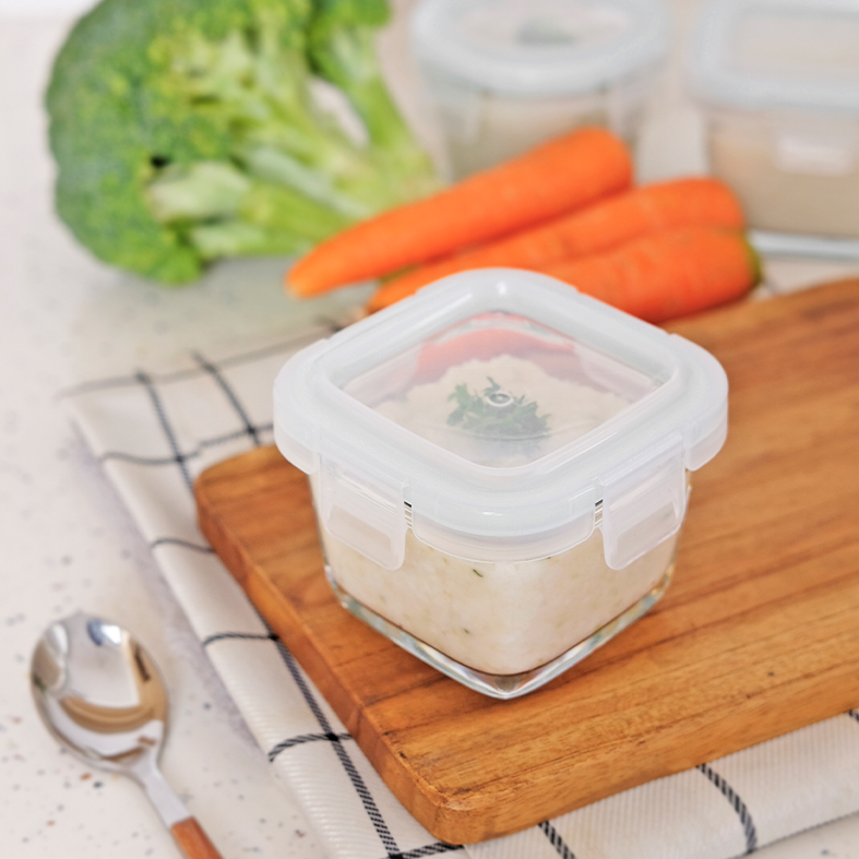BENTO MINI - Food Box Bulat Persegi Mini Penyimpanan Makanan Kaca Kedap Udara