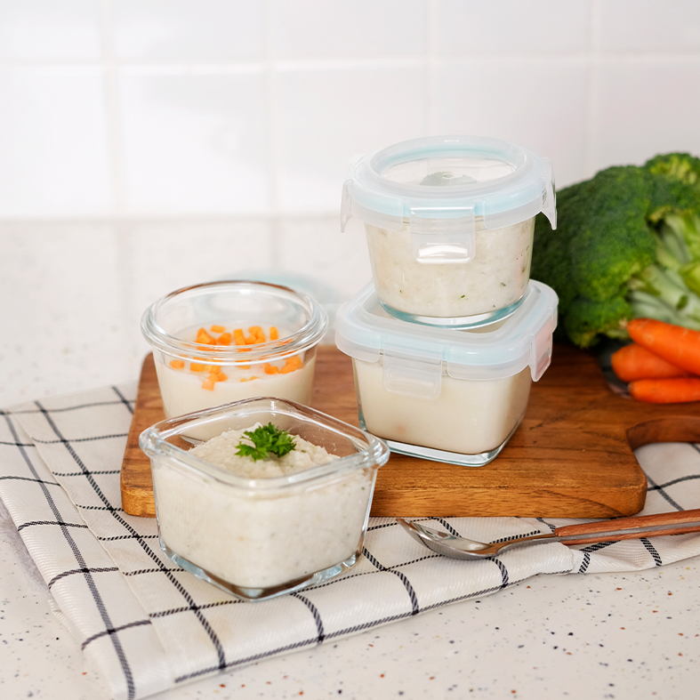 BENTO MINI - Food Box Bulat Persegi Mini Penyimpanan Makanan Kaca Kedap Udara
