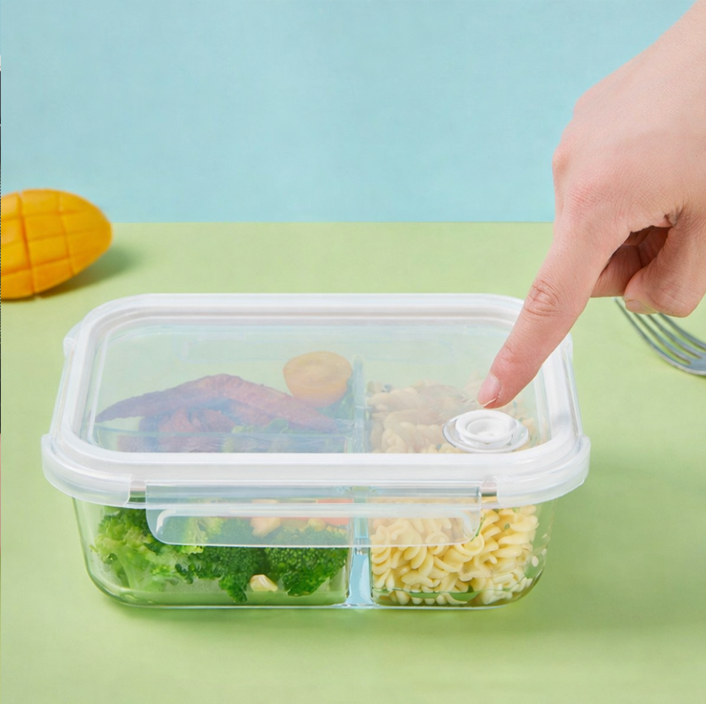 BENTO PERSEGI - Lunch Box Kotak Penyimpanan Makanan Kaca Kedap Udara