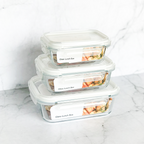 BENTO PERSEGI - Lunch Box Kotak Penyimpanan Makanan Kaca Kedap Udara
