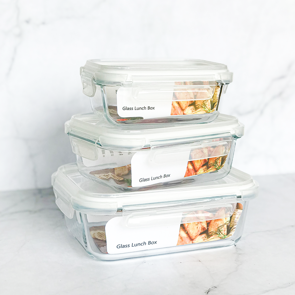 BENTO PERSEGI - Lunch Box Kotak Penyimpanan Makanan Kaca Kedap Udara