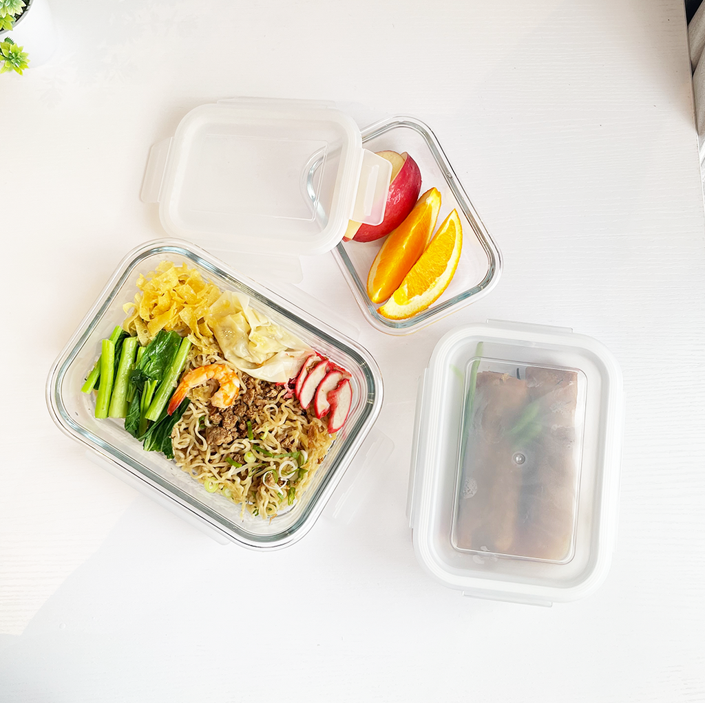 BENTO PERSEGI - Lunch Box Kotak Penyimpanan Makanan Kaca Kedap Udara