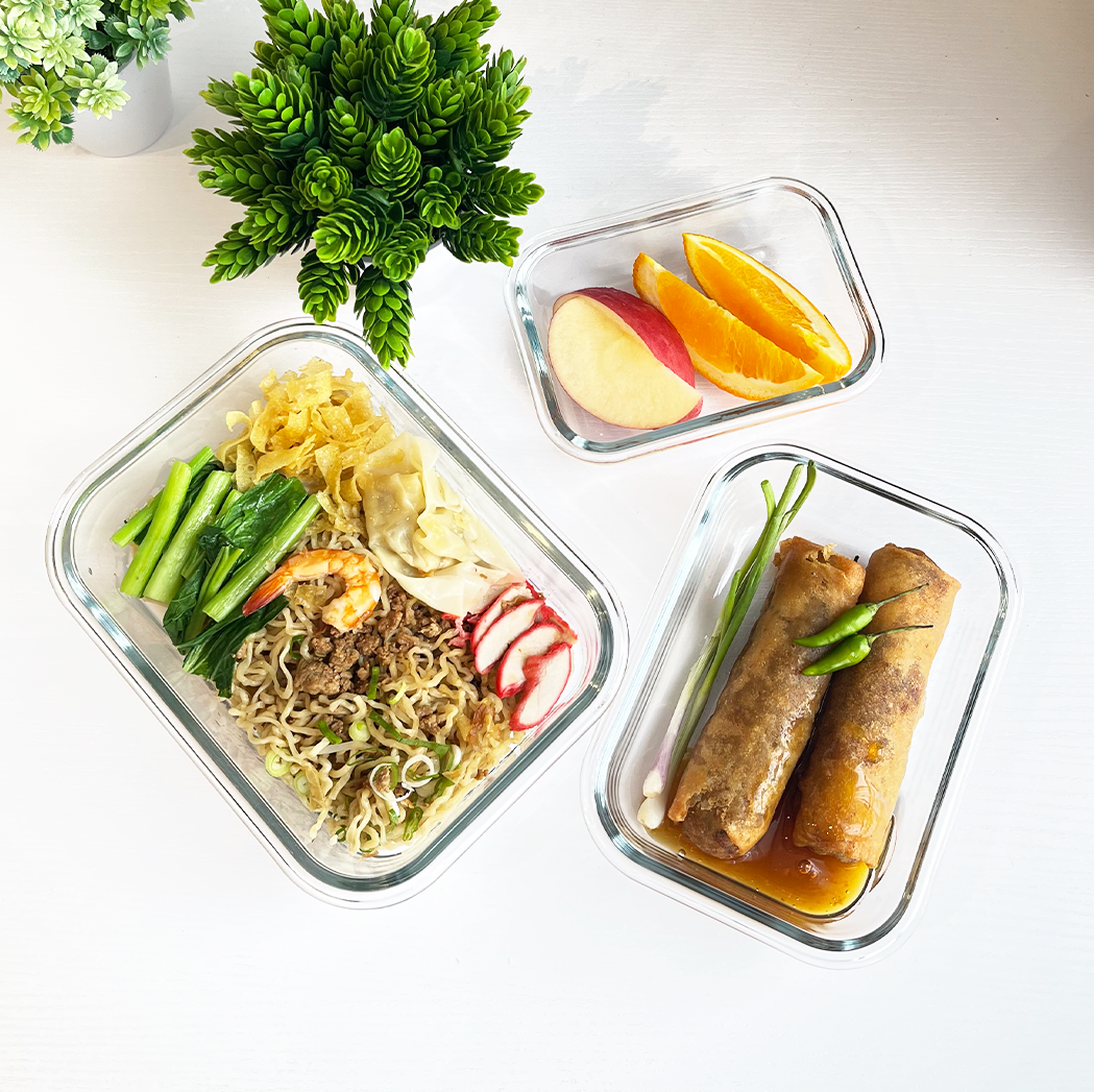 BENTO PERSEGI - Lunch Box Kotak Penyimpanan Makanan Kaca Kedap Udara
