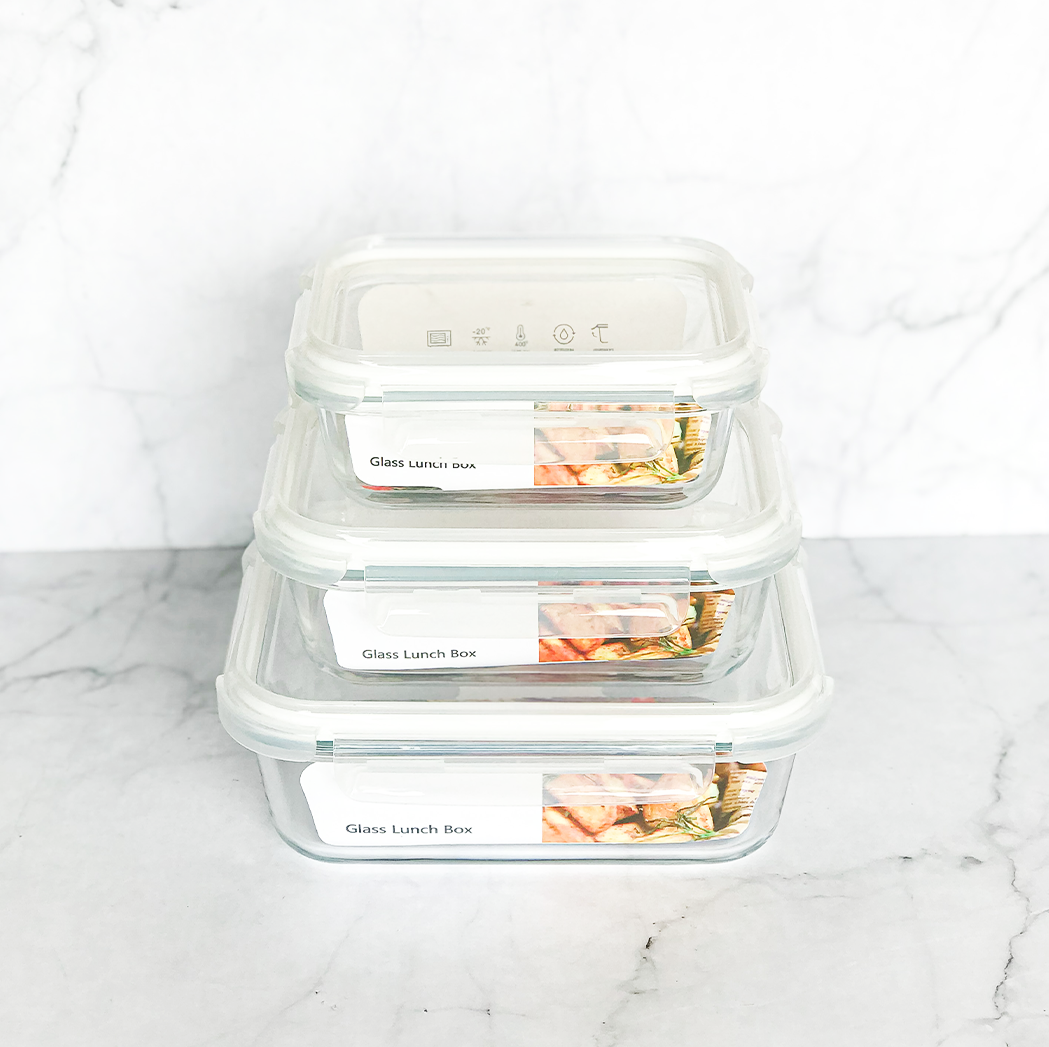 BENTO PERSEGI - Lunch Box Kotak Penyimpanan Makanan Kaca Kedap Udara