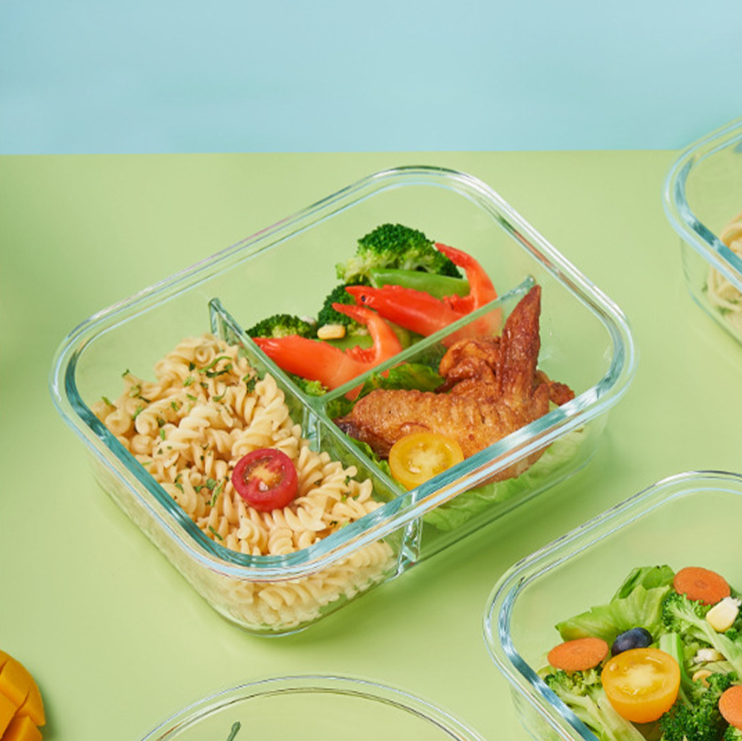 BENTO PERSEGI - Lunch Box Kotak Penyimpanan Makanan Kaca Kedap Udara