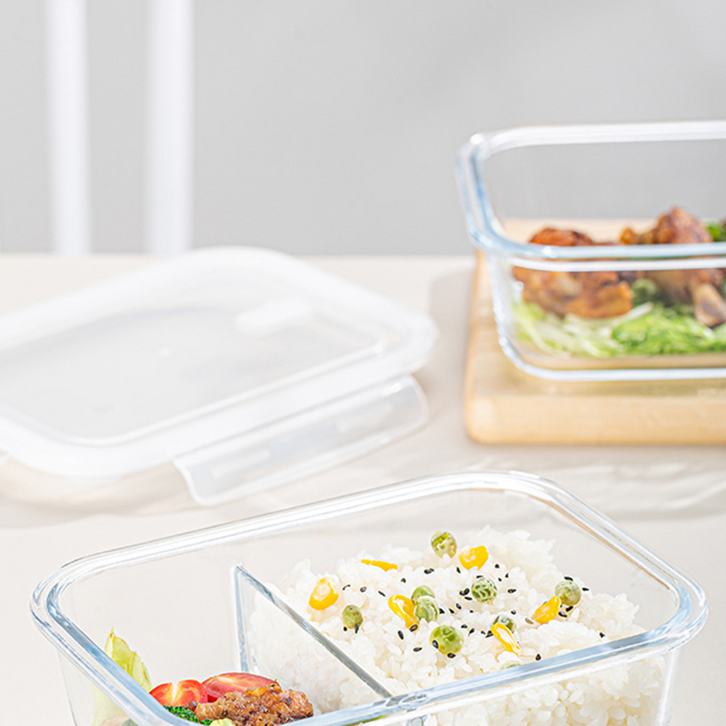 BENTO SEKAT - Lunch Box Kaca Sekat Kedap Udara Anti Bocor