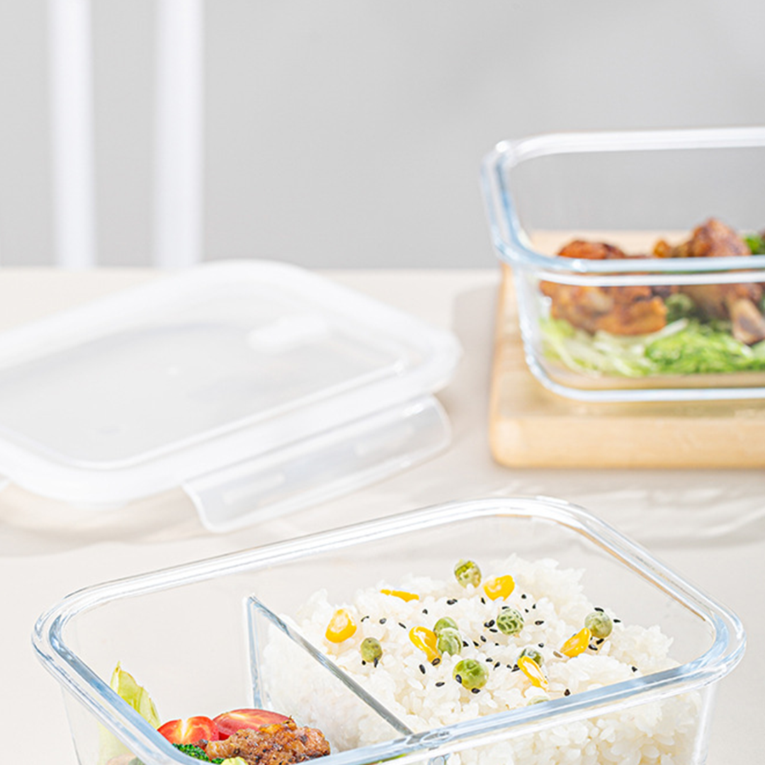 BENTO SEKAT - Lunch Box Kaca Sekat Kedap Udara Anti Bocor