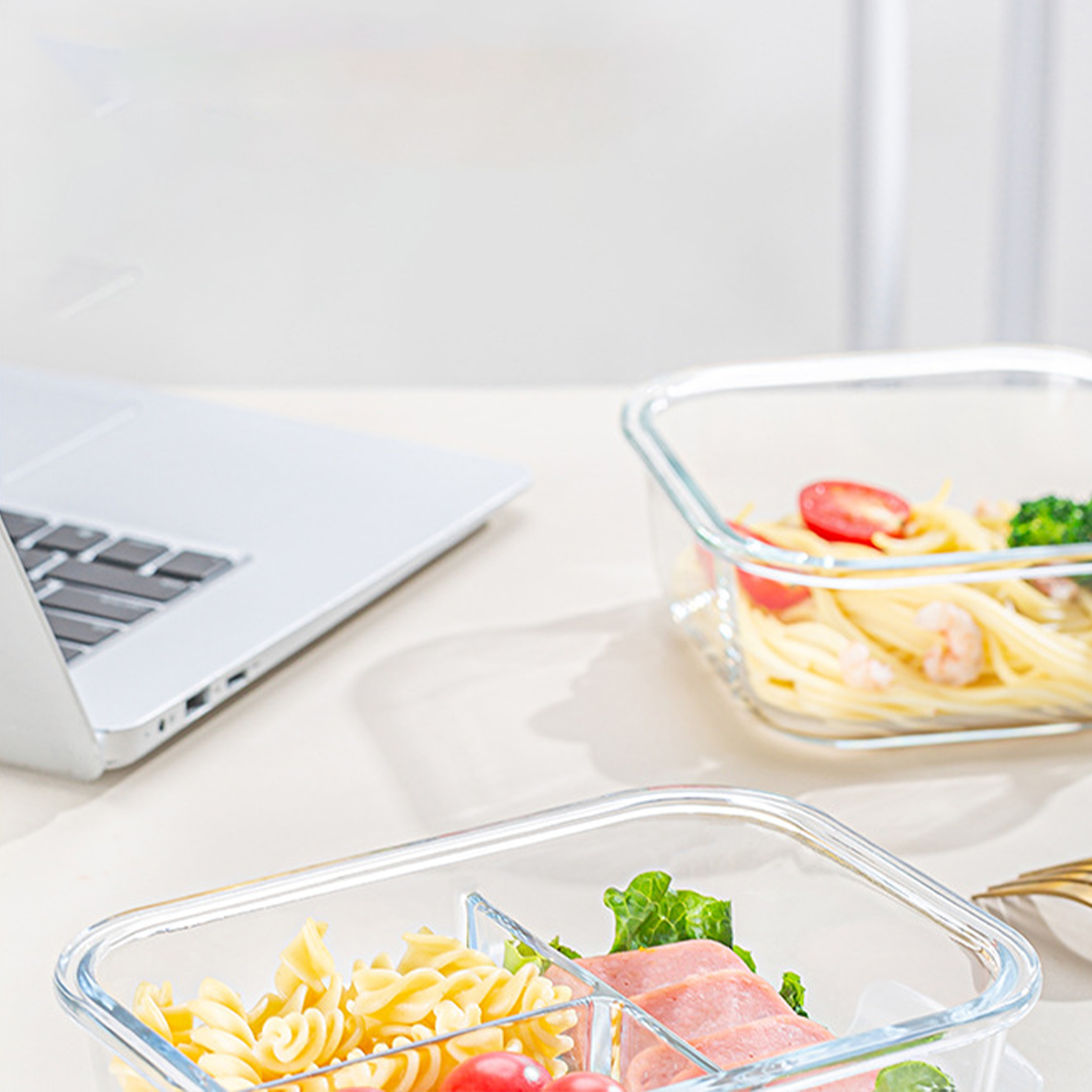 BENTO SEKAT - Lunch Box Kaca Sekat Kedap Udara Anti Bocor