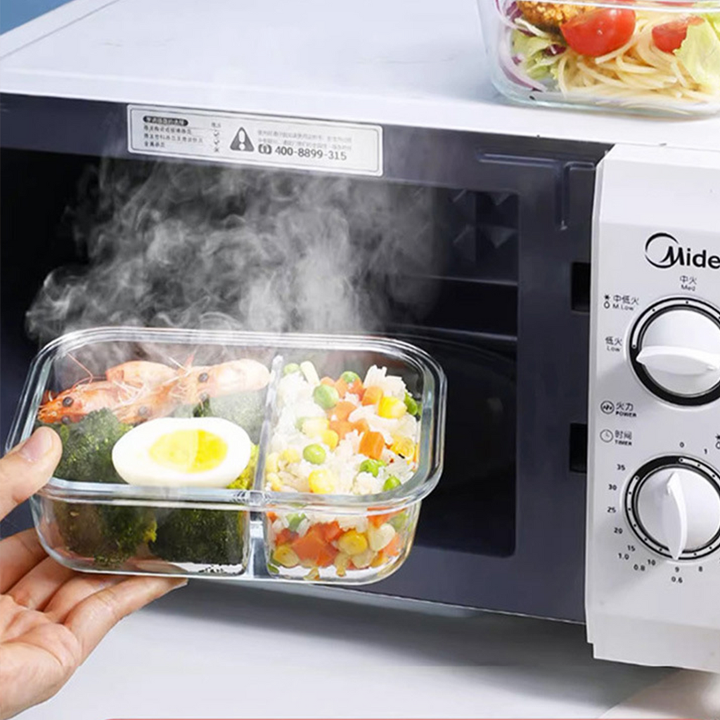 BENTO SEKAT - Lunch Box Kaca Sekat Kedap Udara Anti Bocor