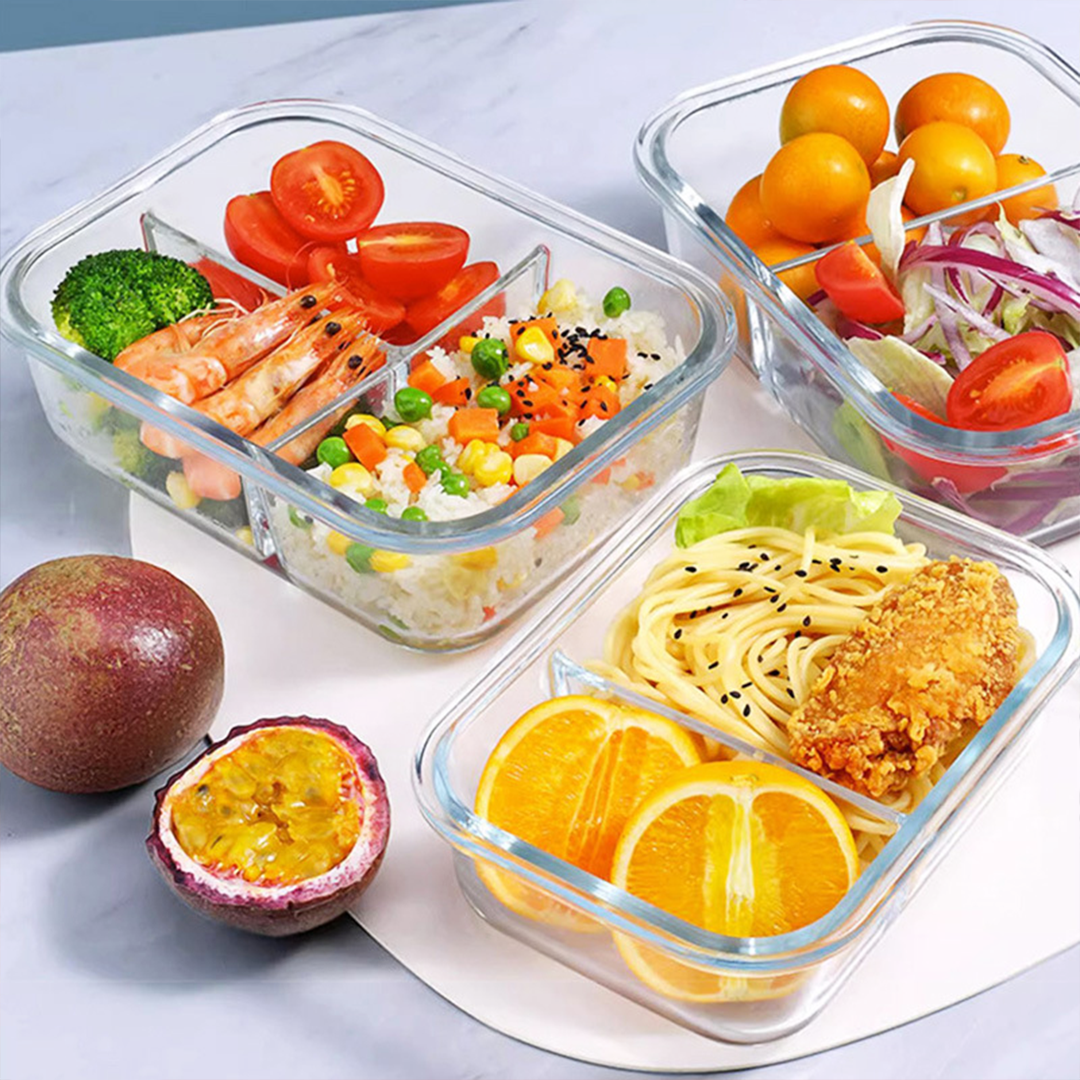 BENTO SEKAT - Lunch Box Kaca Sekat Kedap Udara Anti Bocor