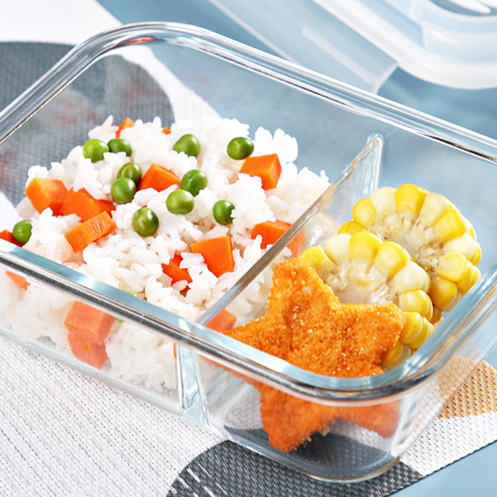 BENTO SEKAT - Lunch Box Kaca Sekat Kedap Udara Anti Bocor