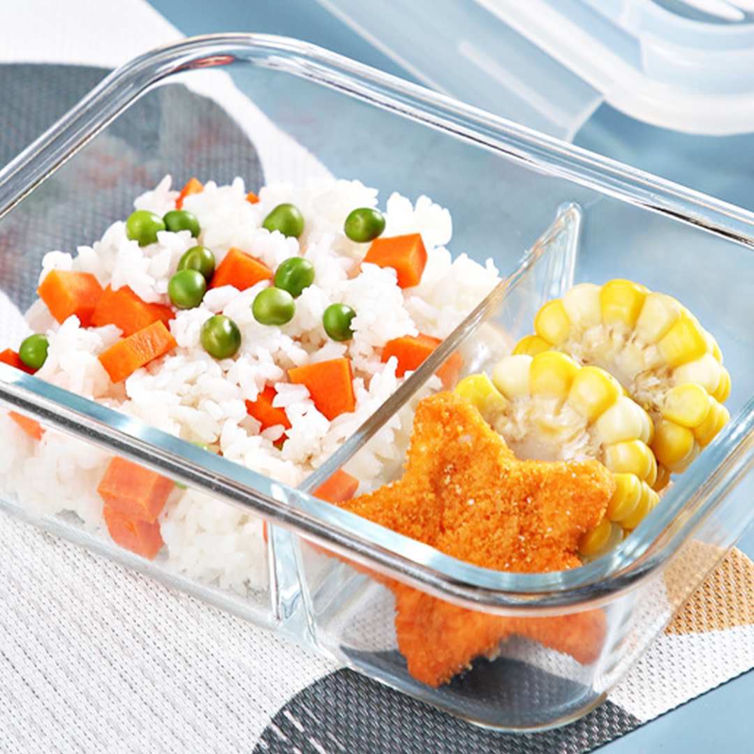 BENTO SEKAT - Lunch Box Kaca Sekat Kedap Udara Anti Bocor