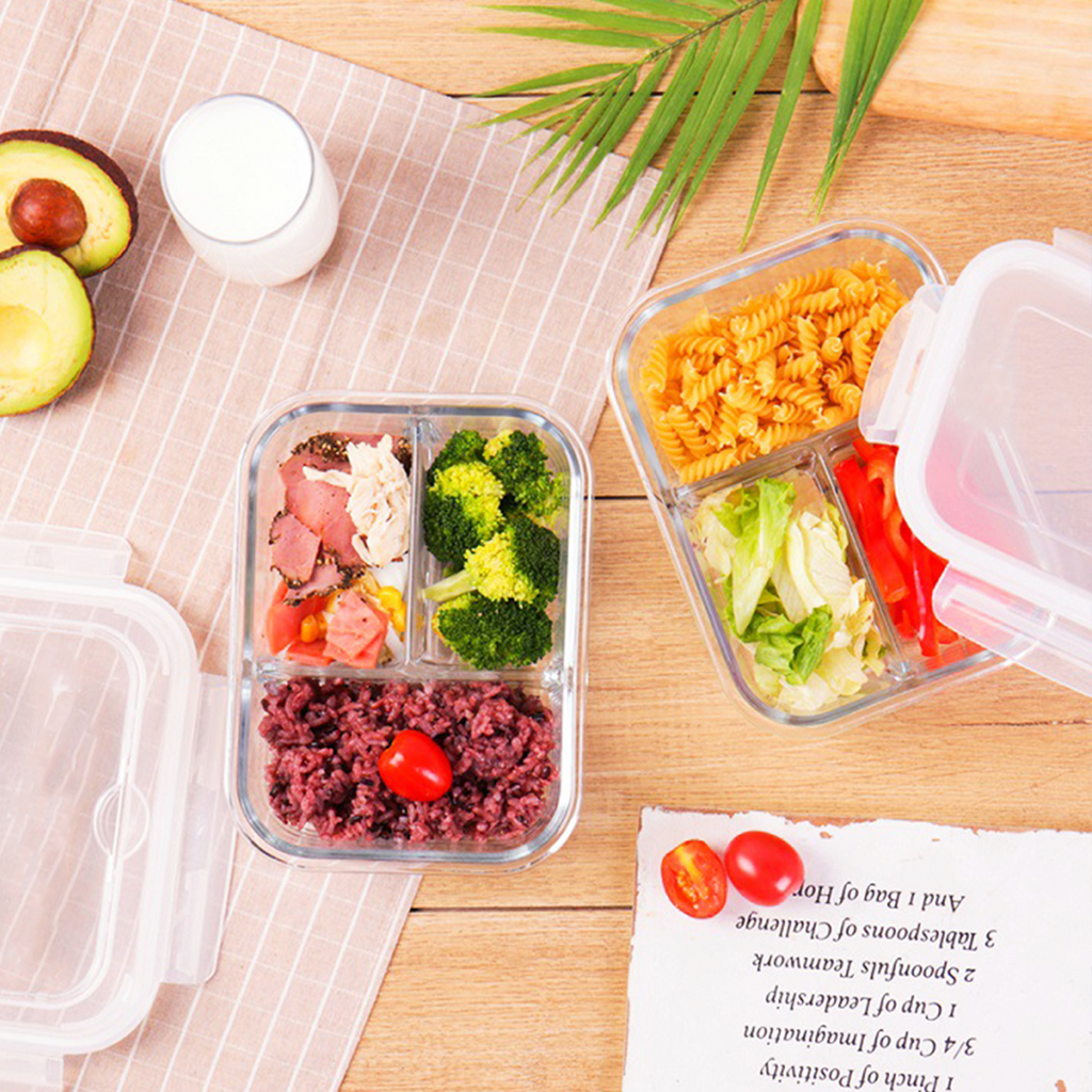 BENTO SEKAT - Lunch Box Kaca Sekat Kedap Udara Anti Bocor