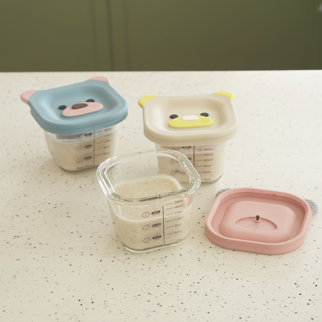 BENTO BABY ISI 3PCS - Food Box Kotak Kaca MPASI Bayi Beruang Bear Mini Penyimpanan Makanan Kaca Kedap Udara
