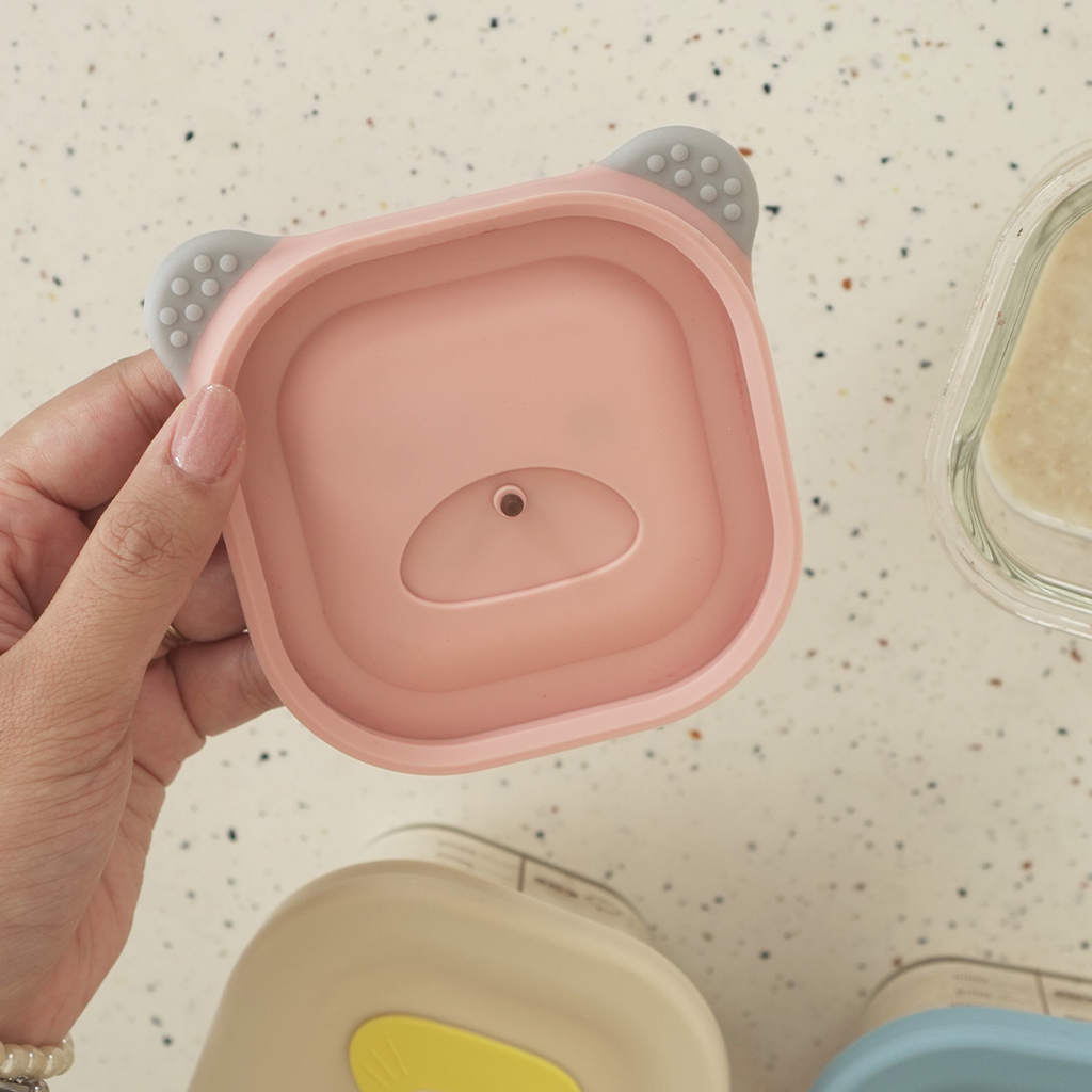 BENTO BABY ISI 3PCS - Food Box Kotak Kaca MPASI Bayi Beruang Bear Mini Penyimpanan Makanan Kaca Kedap Udara