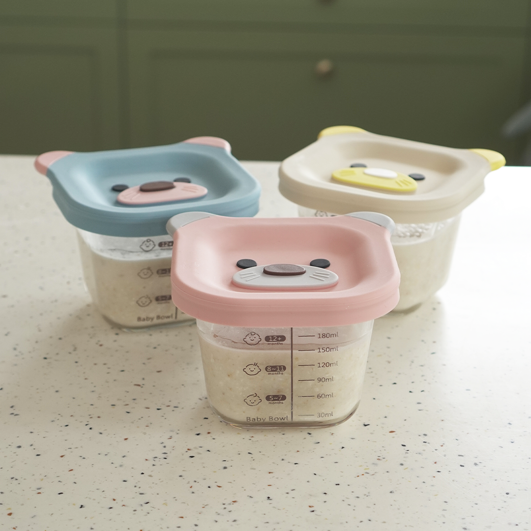 BENTO BABY ISI 3PCS - Food Box Kotak Kaca MPASI Bayi Beruang Bear Mini Penyimpanan Makanan Kaca Kedap Udara