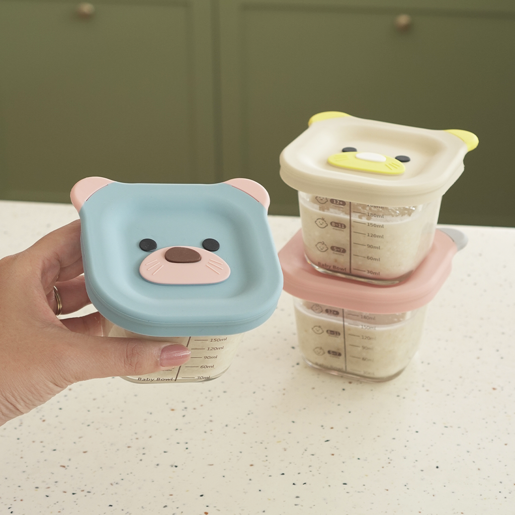 BENTO BABY ISI 3PCS - Food Box Kotak Kaca MPASI Bayi Beruang Bear Mini Penyimpanan Makanan Kaca Kedap Udara