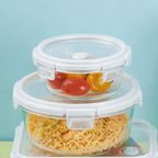 BENTO BULAT - Lunch Box Kotak Penyimpanan Makanan Kaca Kedap Udara