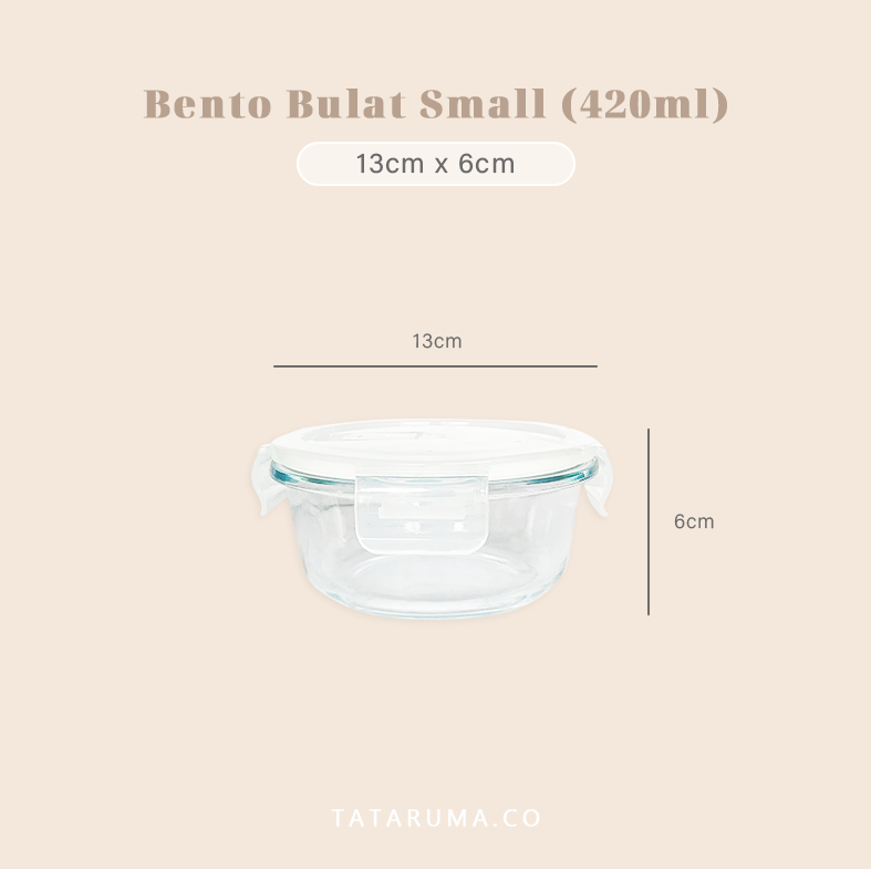 BENTO BULAT - Lunch Box Kotak Penyimpanan Makanan Kaca Kedap Udara