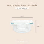 BENTO BULAT - Lunch Box Kotak Penyimpanan Makanan Kaca Kedap Udara