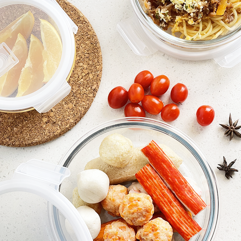 BENTO BULAT - Lunch Box Kotak Penyimpanan Makanan Kaca Kedap Udara