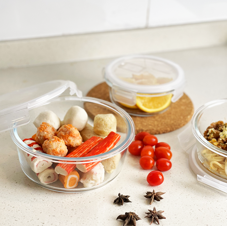 BENTO BULAT - Lunch Box Kotak Penyimpanan Makanan Kaca Kedap Udara