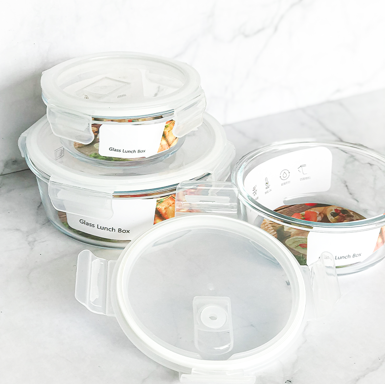 BENTO BULAT - Lunch Box Kotak Penyimpanan Makanan Kaca Kedap Udara