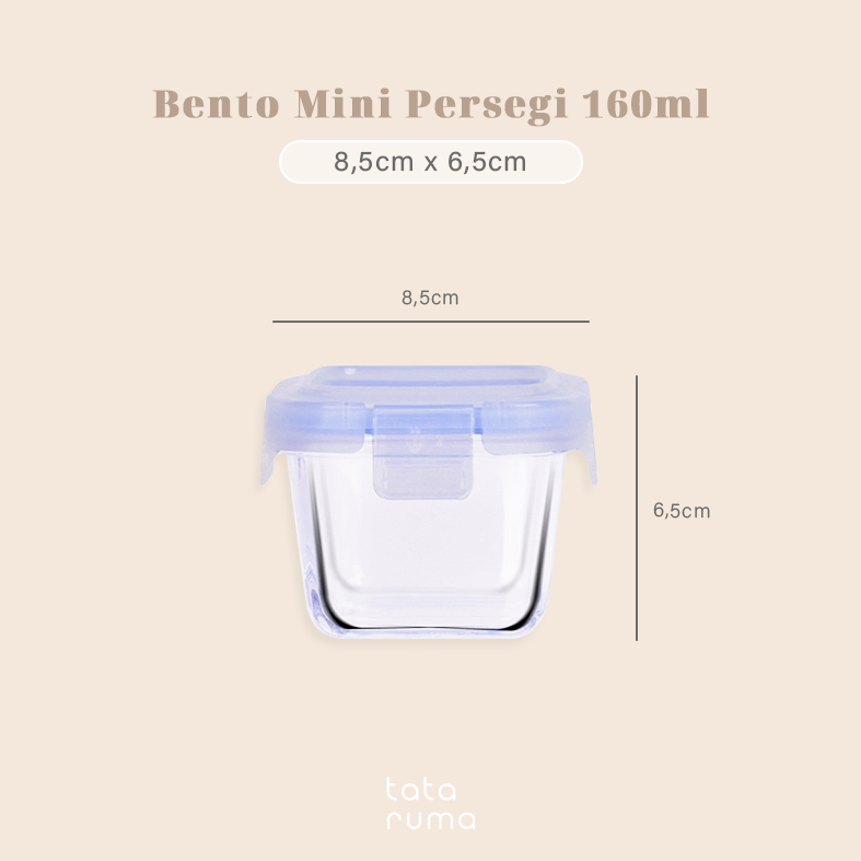 BENTO MINI - Food Box Bulat Persegi Mini Penyimpanan Makanan Kaca Kedap Udara