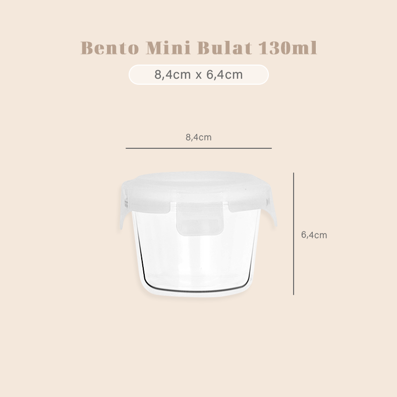 BENTO MINI - Food Box Bulat Persegi Mini Penyimpanan Makanan Kaca Kedap Udara