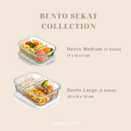 BENTO SEKAT - Lunch Box Kaca Sekat Kedap Udara Anti Bocor