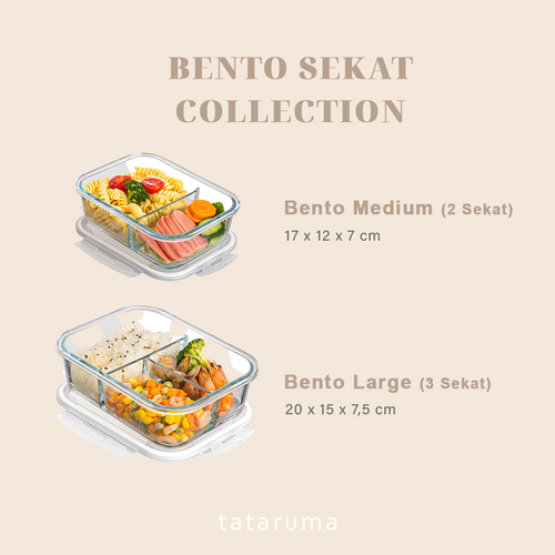 BENTO SEKAT - Lunch Box Kaca Sekat Kedap Udara Anti Bocor