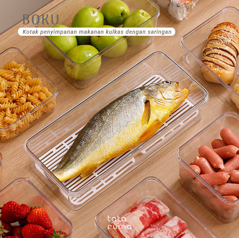 BOKU - Kotak Penyimpanan Makanan Kulkas PET Saringan / Food Storage