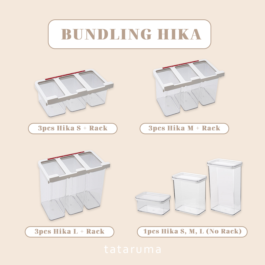 BUNDLING HIKA - Toples Transparan / Clear Storage Jar Kedap Udara Airtight Minimalis