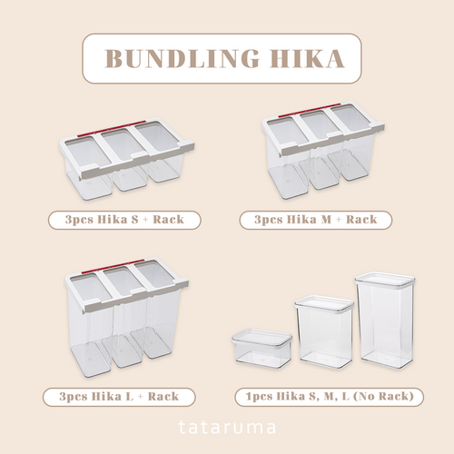 BUNDLING HIKA - Toples Transparan / Clear Storage Jar Kedap Udara Airtight Minimalis
