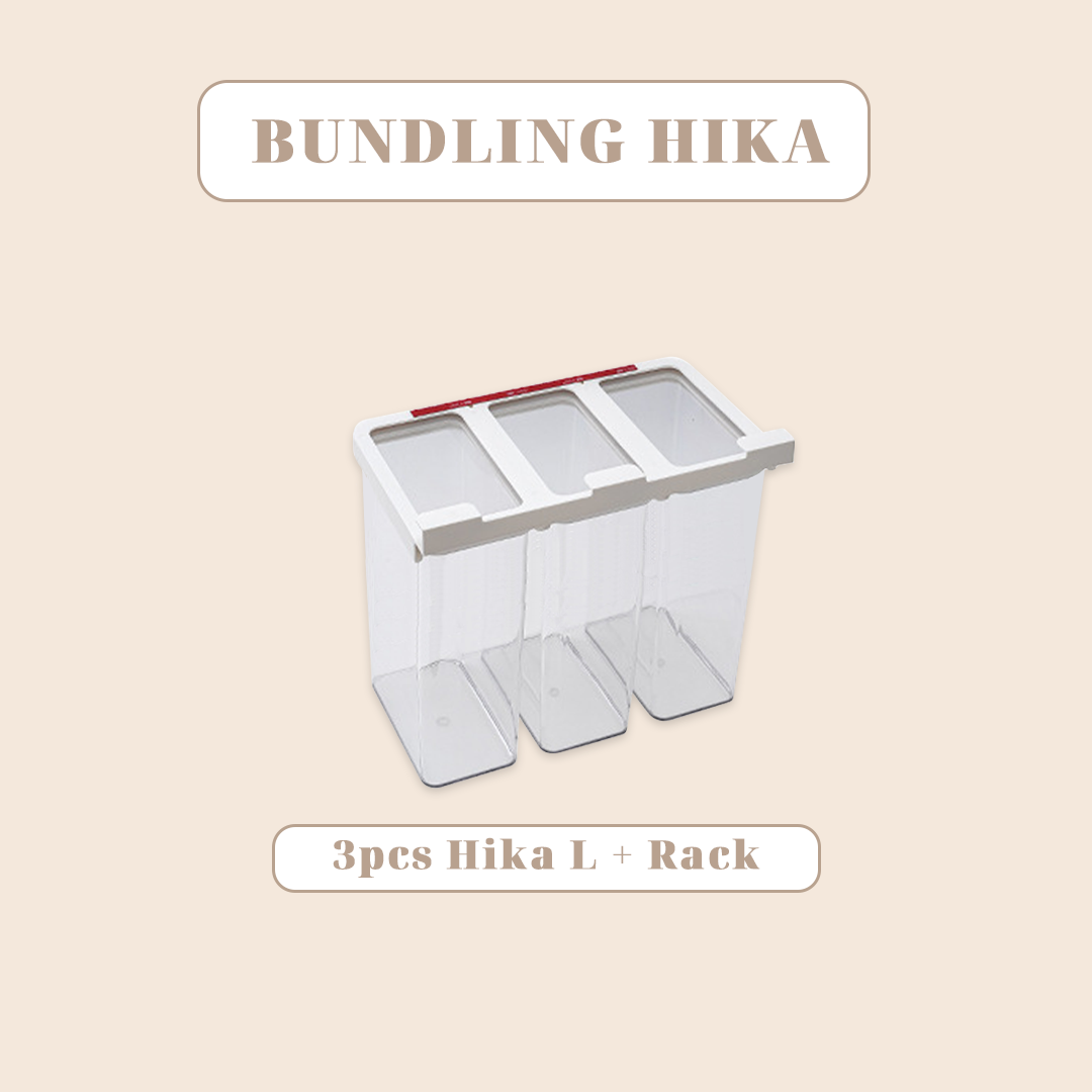 BUNDLING HIKA - Toples Transparan / Clear Storage Jar Kedap Udara Airtight Minimalis