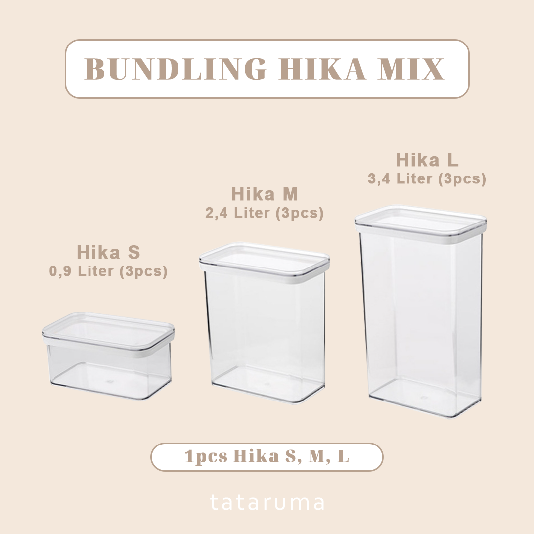 BUNDLING HIKA - Toples Transparan / Clear Storage Jar Kedap Udara Airtight Minimalis