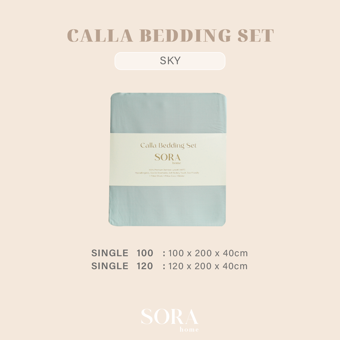 SORA Calla Quilt Cover - Premium Bamboo Lyocell 300TC Penutup Selimut Dalam Inner Duvet Bedcover