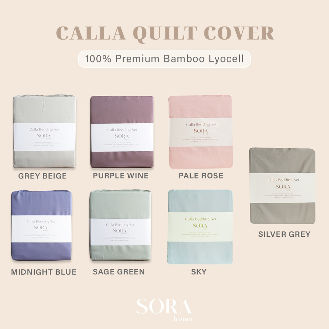 SORA Calla Quilt Cover - Premium Bamboo Lyocell 300TC Penutup Selimut Dalam Inner Duvet Bedcover