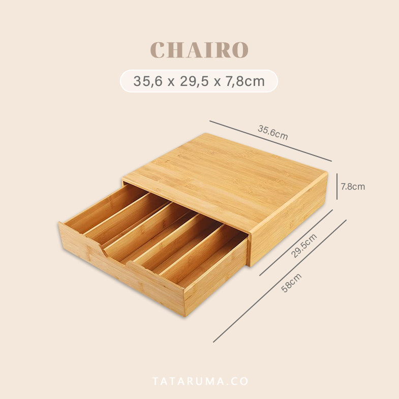 CHAIRO - Laci Bambu Tempat Teh Kopi Cutlery Adjustable Bambu