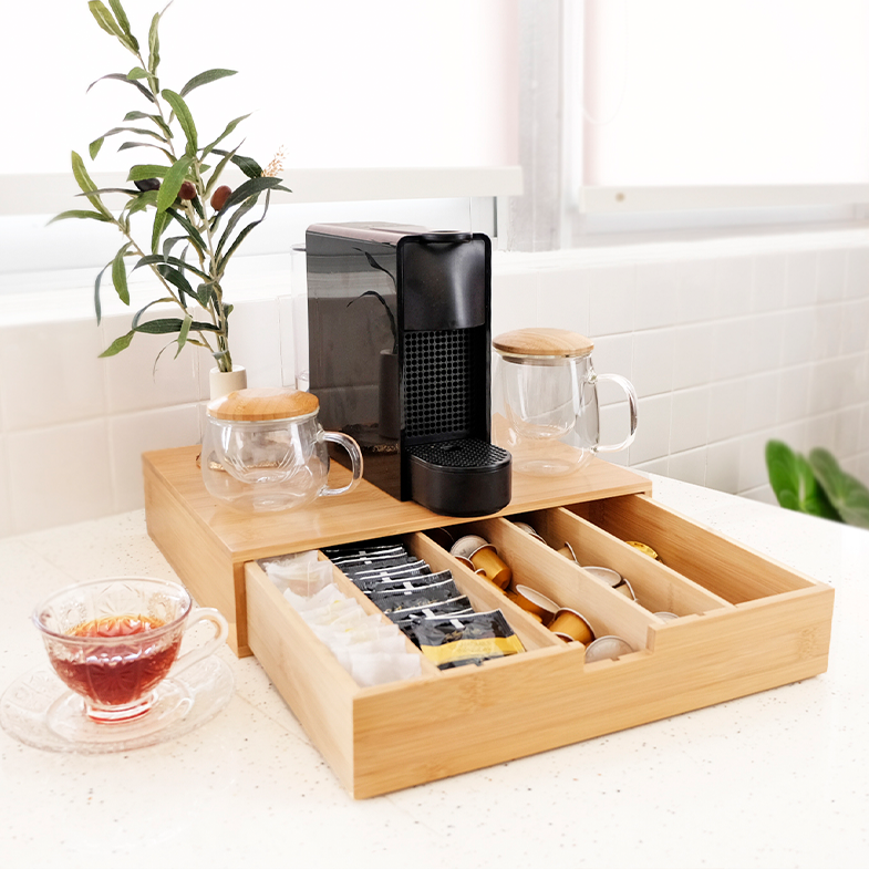 CHAIRO - Laci Bambu Tempat Teh Kopi Cutlery Adjustable Bambu