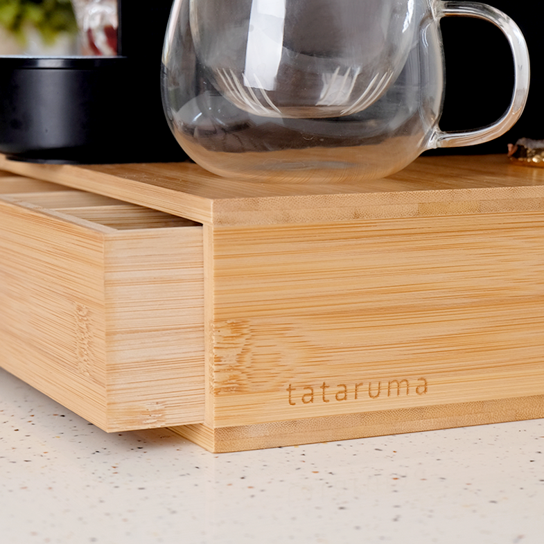 CHAIRO - Laci Bambu Tempat Teh Kopi Cutlery Adjustable Bambu