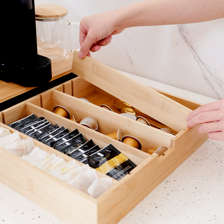 CHAIRO - Laci Bambu Tempat Teh Kopi Cutlery Adjustable Bambu